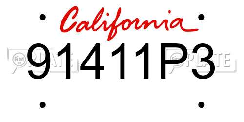91411P3 California License Plate