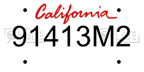 91413M2 California License Plate