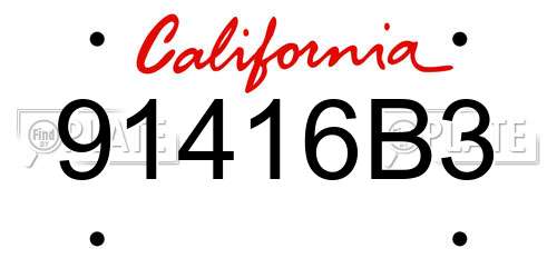 91416B3 California License Plate