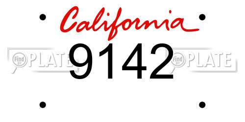 9142 California License Plate