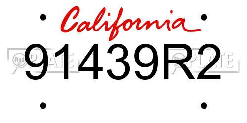 91439R2 California License Plate