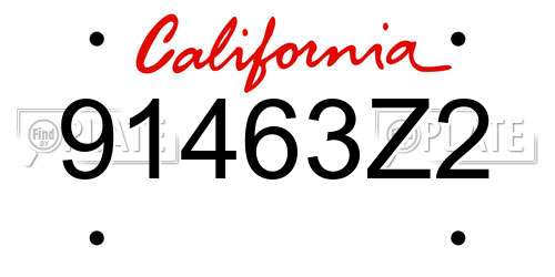 91463Z2 California License Plate