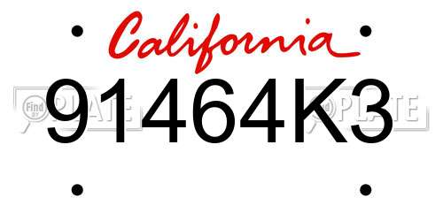 91464K3 California License Plate