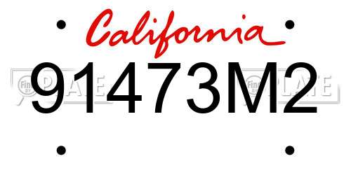 91473M2 California License Plate
