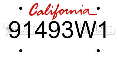91493W1 California License Plate