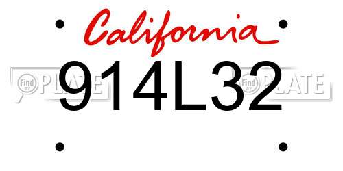 914L32 California License Plate