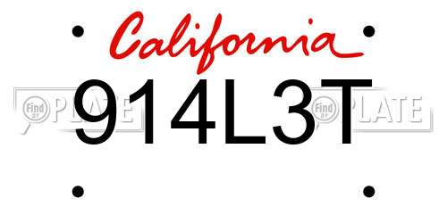 914L3T California License Plate