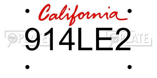 914LE2 California License Plate