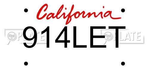914LET California License Plate