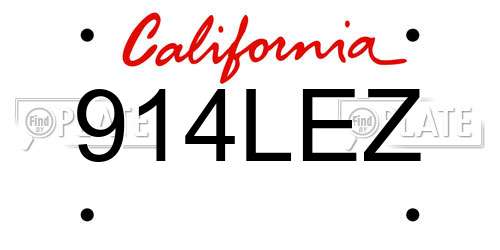 914LEZ California License Plate
