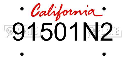 91501N2 California License Plate