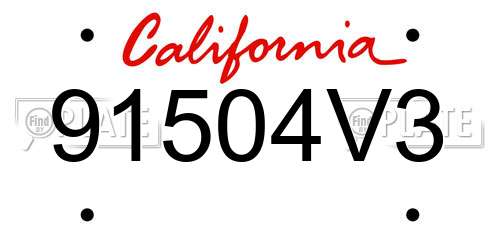 91504V3 California License Plate