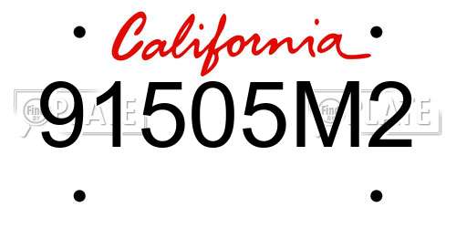 91505M2 California License Plate