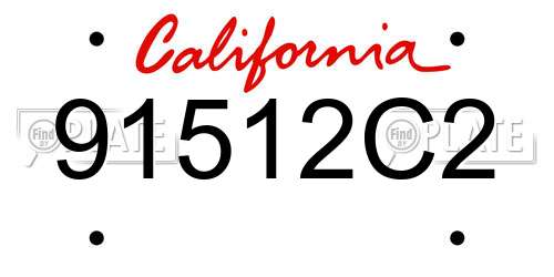 91512C2 California License Plate