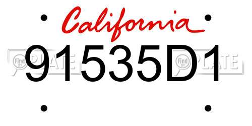 91535D1 California License Plate