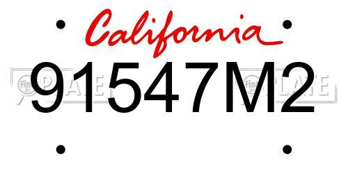 91547M2 California License Plate