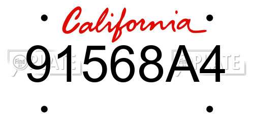 91568A4 California License Plate