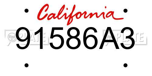 91586A3 California License Plate