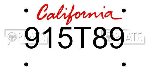 915T89 California License Plate