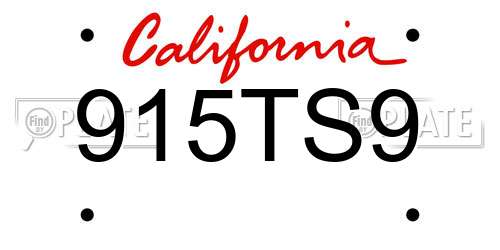 915TS9 California License Plate