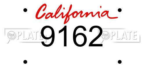 9162 California License Plate