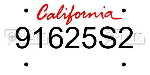 91625S2 California License Plate