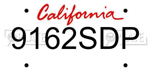 9162SDP California License Plate