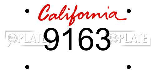 9163 California License Plate