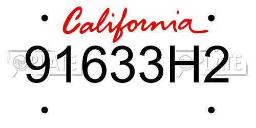 91633H2 California License Plate