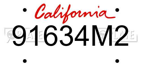 91634M2 California License Plate