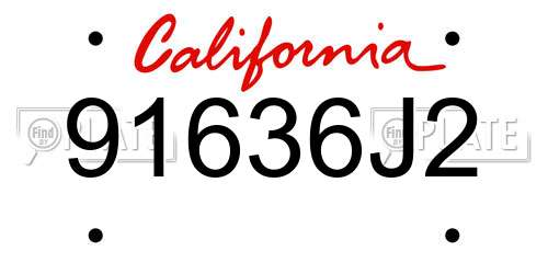 91636J2 California License Plate