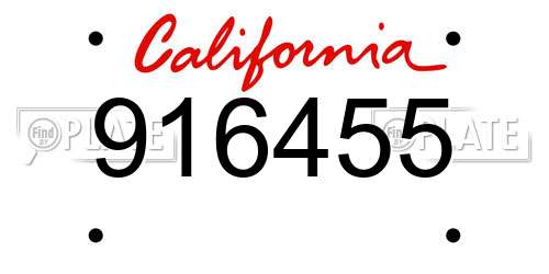 916455 California License Plate