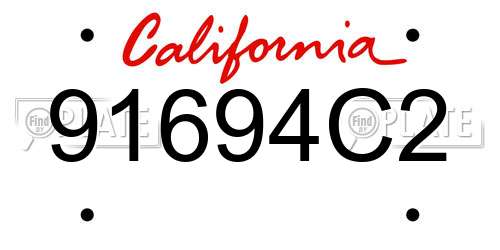 91694C2 California License Plate