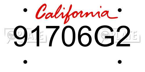 91706G2 California License Plate