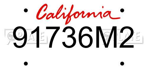 91736M2 California License Plate