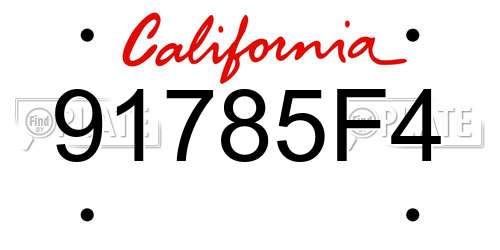 91785F4 California License Plate
