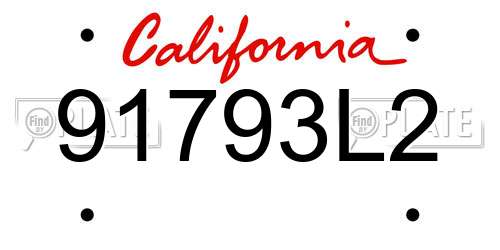 91793L2 California License Plate