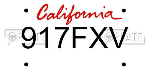 917FXV California License Plate