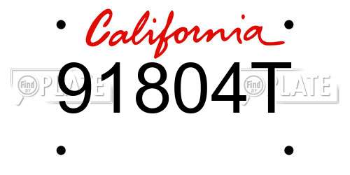 91804T California License Plate