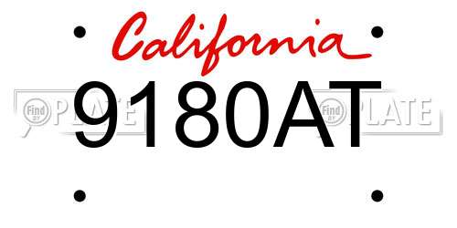 9180AT California License Plate