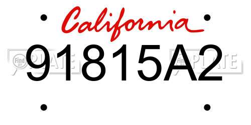 91815A2 California License Plate