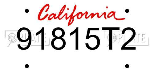 91815T2 California License Plate
