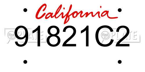 91821C2 California License Plate