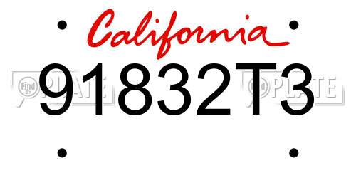 91832T3 California License Plate