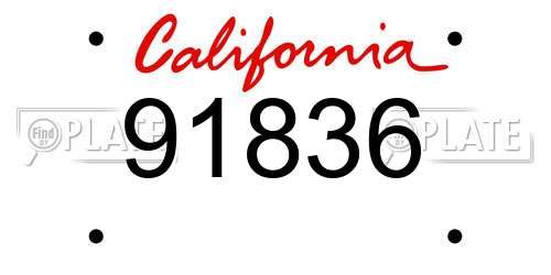 91836 California License Plate