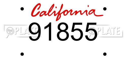 91855 California License Plate
