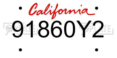 91860Y2 California License Plate