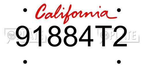 91884T2 California License Plate