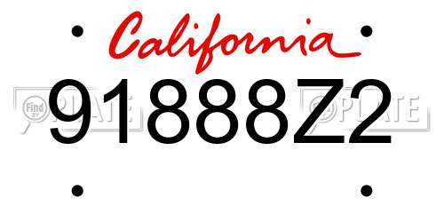 91888Z2 California License Plate