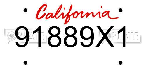 91889X1 California License Plate